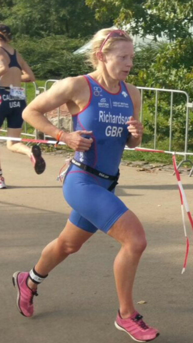 GB vest for Sarah Richardson at World Age Group Triathlon Champs – Rotterdam – Sun 17 Sep 2017