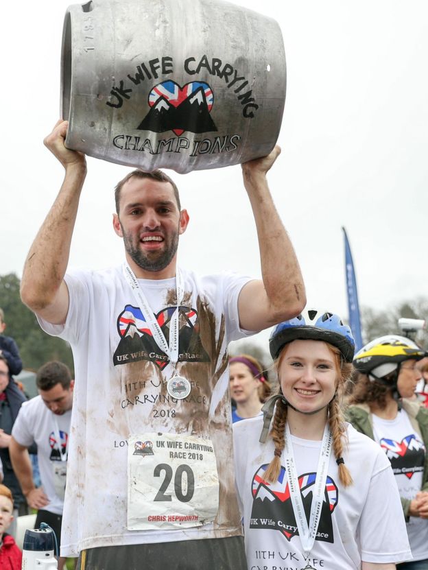 Victory for Chris Hepworth at UK Wife-Carrying Champs – Dorking – Sun 08 Apr 2018
