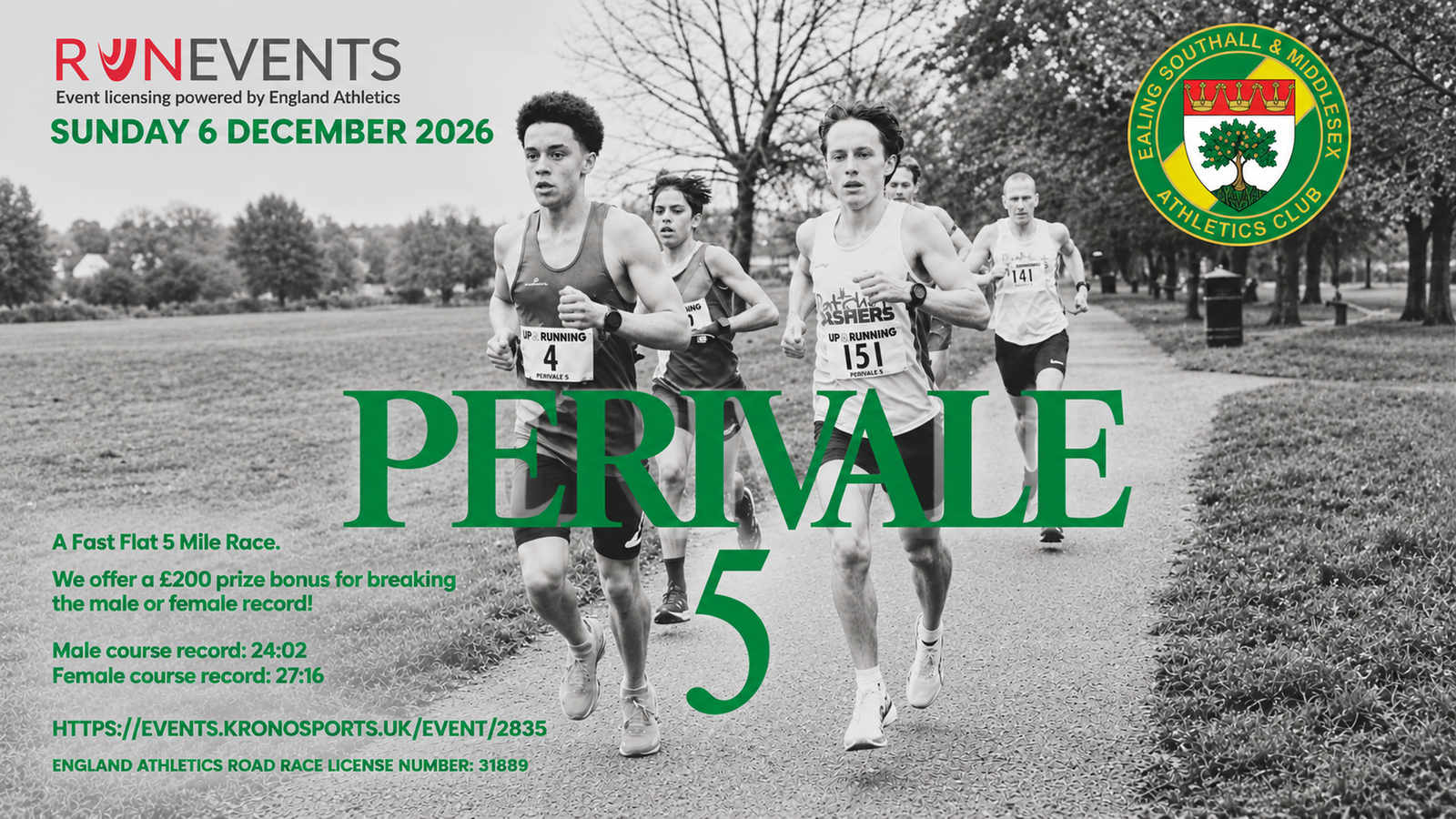 PERIVALE 5 Race – SUNDAY 6TH DECEMBER 2026